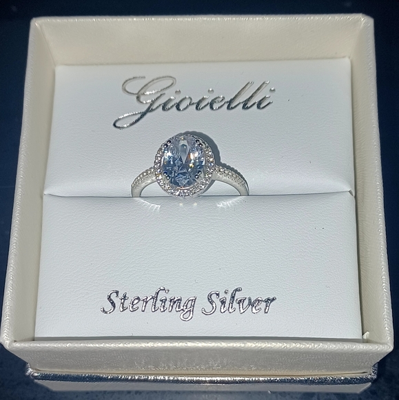 NWT Gioielli Solid Sterling Silver Engagement ring With Oval Shape Diamond - Picture 4 of 9